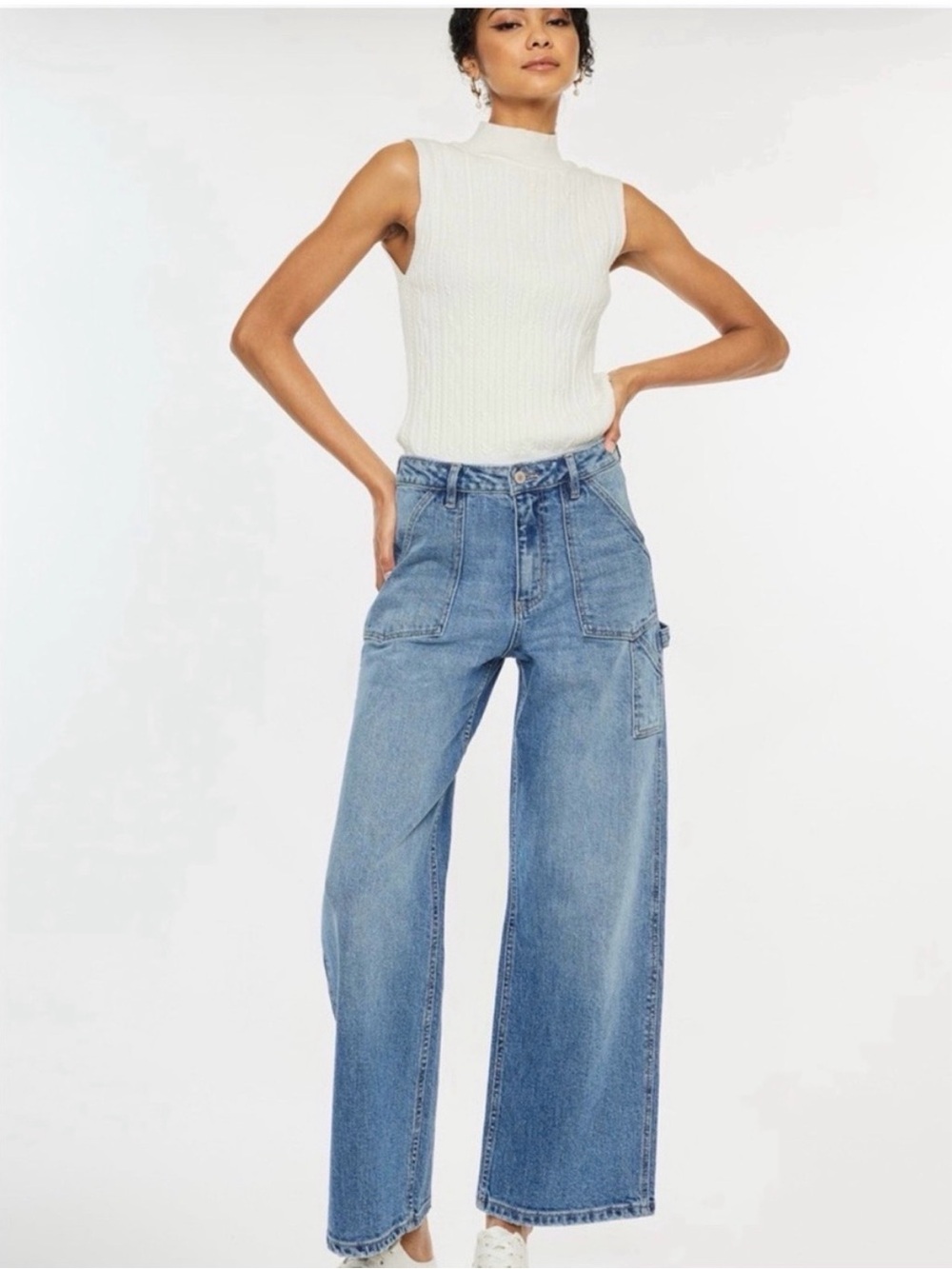 KanCan High Rise Carpenter Wide Leg Jeans Blue Denim Size 11 / 29 Y2K 90s